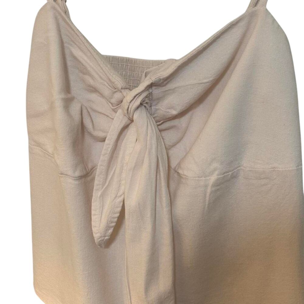 Y2K White Tie Front Cami Top One Size Coquette Minimal Summer Crop Tank - Picture 5 of 8